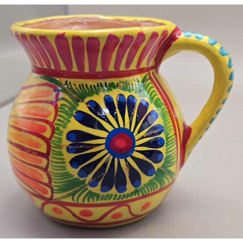 Folk Art Mug. Clay In Vibrant Colors. Mexican Telavera Style